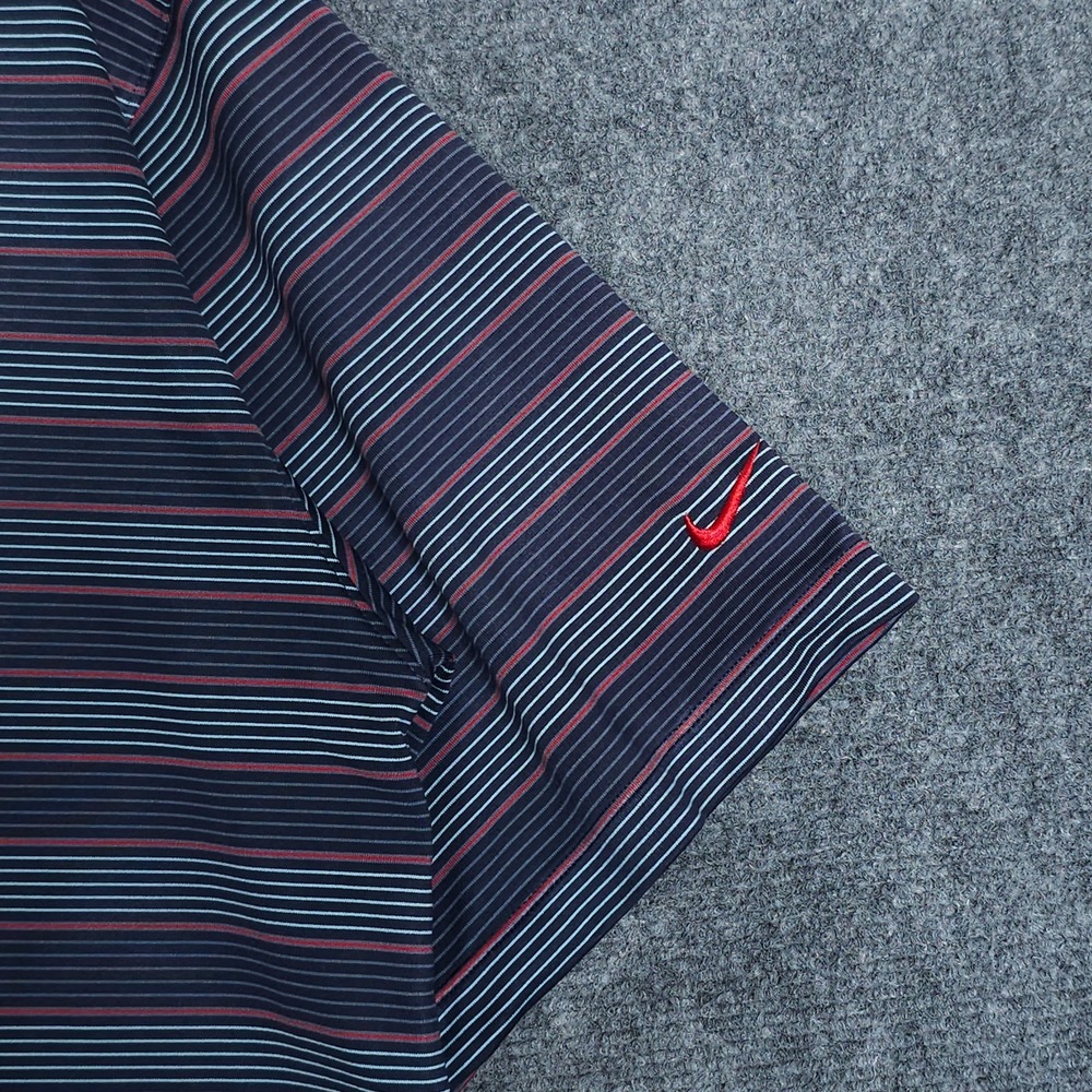 Nike Golf Polo Shirt Mens XL Blue Dri-Fit UV Striped Short Sleeve Performance - Picture 3 of 8
